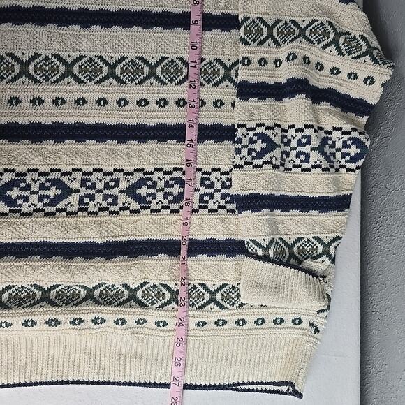 American Weekend Men XL Sweater Cream Blue Nordic Grandpacore Cabin 90s Prep Ski - Picture 4 of 6